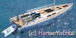 Die neue Segelyacht Hanse 575 - sogar mit Garage fürs Beiboot (Dinghi-Garage).